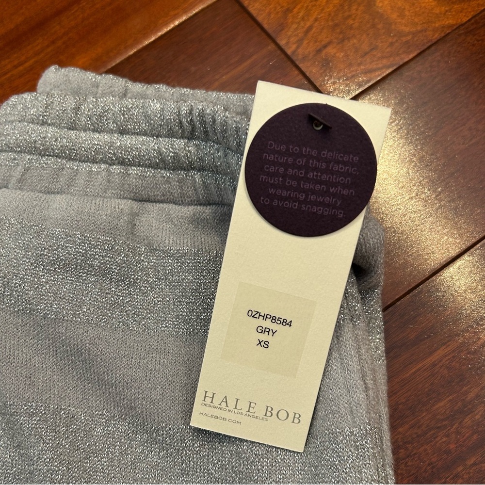 NWT-Hale Bob Metallic Stripe Jogger Pants Silver Gray Light Gray - Picture 3 of 13